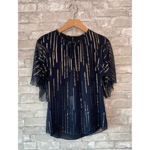 Elegant Navy and Gold Women's Top
